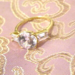 Absolute Round and Baguette Accent Engagement Ring Size 9
